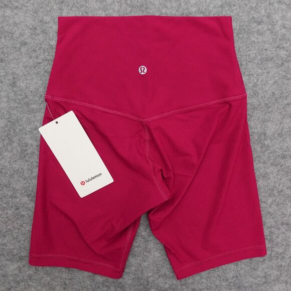 Lululemon Size 4 Align Ribbed Biker Short High Rise 8 inch Wild Berry Pink WLDB - Picture 4 of 8